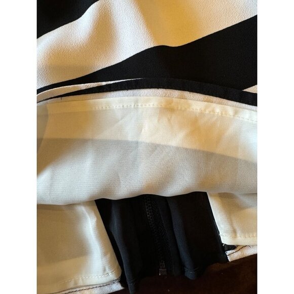 Sam Edelman Shirt Women XS Black White Striped Cropped Sheer Back Zip Blouse - Picture 10 of 12